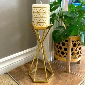 Tall Gold Metallic Candle Holder